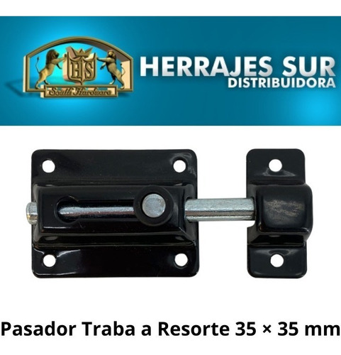 Imagen 3 de 7 de Pasador Metálico Puerta Traba A Resorte 35 × 35 Mm