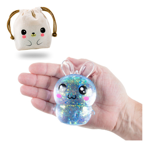 Squishy Conejo Galáctico En Bolsita Kawaii Color Celeste