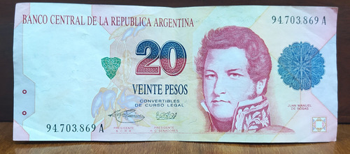 20 Pesos Convertibles 1er Diseño Argentina Bott 3057 #2