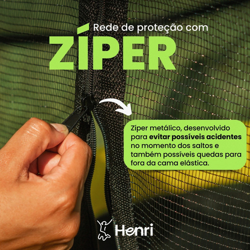 Cama Elástica Pula Pula Infantil 2,44m Rede De Proteção Preta Interna P. De Molas Azul Henri Trampolim