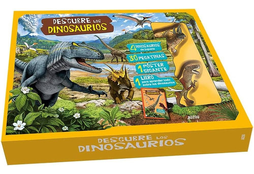 Descubre Los Dinosaurios (contiene 4 Dinosaurios), De Enmanuelle Ouset. Editorial Azou, Tapa Blanda, Edición 1 En Español