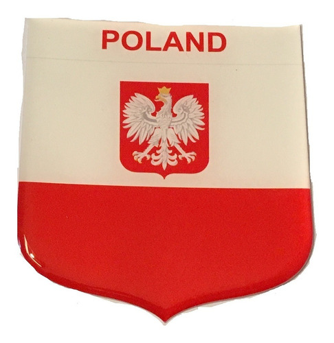 Adesivo Resinado Em Escudo Da Bandeira Da Polônia Com Brasão