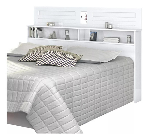 Cabeceira Cama Box Casal Queen 1,60 C/ Nichos E Prateleiras Cor Branco