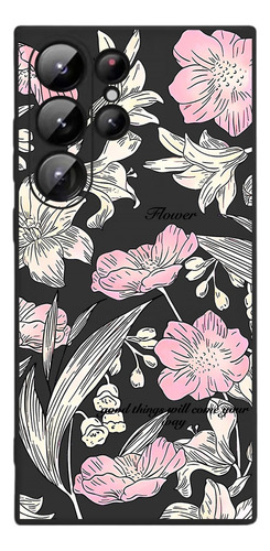 Funda Creativa Floral Negra De Silicona, Compatible Con Apple Y Samsung, A Prueba De Golpes
