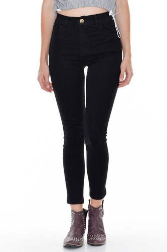 Jeans Mujer Sisa Black Clasico Chupin Tiro Alto