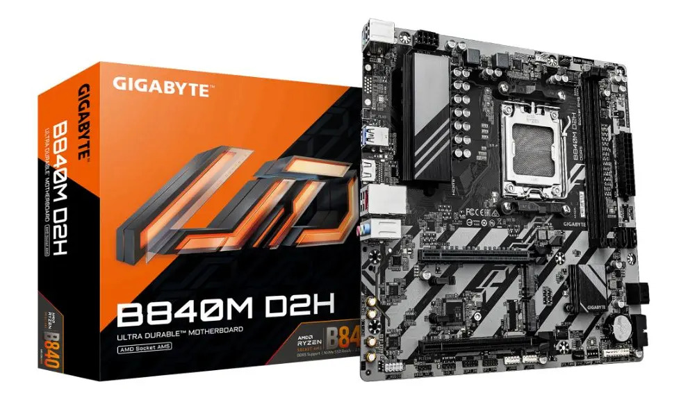Placa Mãe Gigabyte B840m D2h, Amd Am5, Matx, Ddr5 Preto