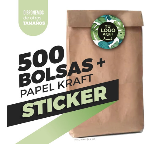 500 Bolsas 2kilos + 500 Stickers Con Tu Logo - Cuatroojos_ok