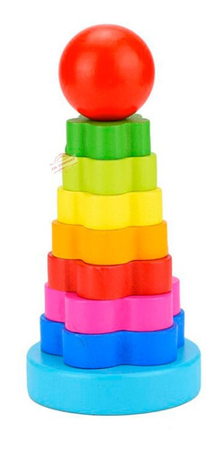 Torre Arcoiris Madera Juguete Didactico Montessori M-096