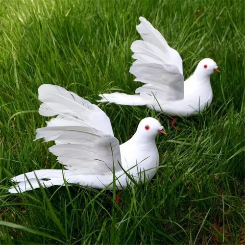 . Adorno Navideño Con Plumas De Paloma Blanca, 26 Cm, 2