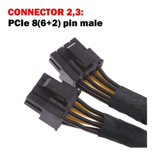 Imagen 3 de 6 de Cable Adaptador Splitter Pcie 6 A 2x 8 Pin (6+2) Mineria