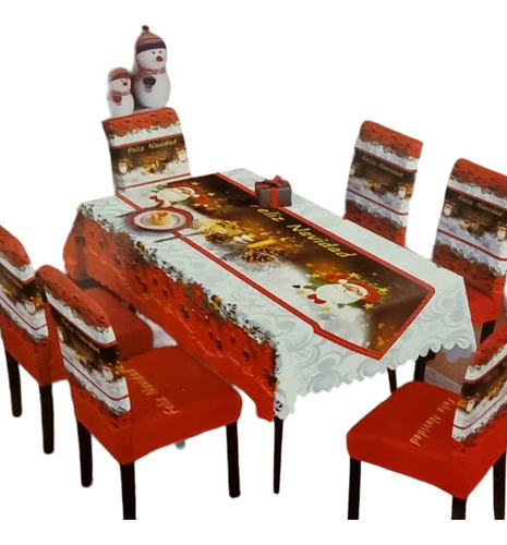 Set De Mantel Con 6 Fundas De Sillas De Navidad Prosperidad