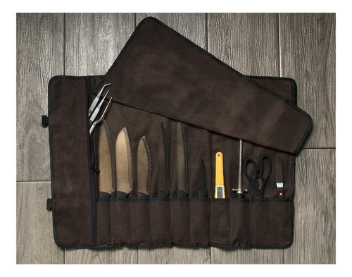 Bolsa For Cuchillo De Chef Asaya, 10 Lugares, Cierre Zipper