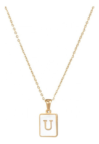 Collar Con Colgante De Letra Cuadrada Para Mujer, Titanio