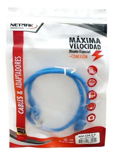 Imagen 2 de 6 de Cable De Red Utp Pach Cord 50cm Netmak C04 Cat5e Int