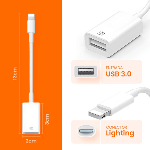 Cabo Otg Usb Compatível Com iPhone E iPad Pendrive Teclado