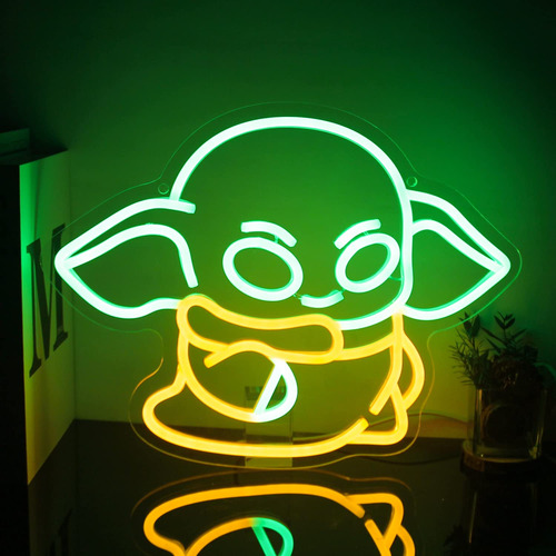 Letrero De Neon De Alienigena Verde Para Decoracion De Pared