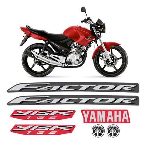 Adesivos Yamaha Ybr 125 Factor 2009 Moto Vermelha + Emblemas
