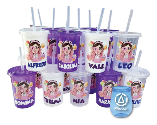 Vasos Decorados Mis Pastelitos 20 Pzas Reusable Con Popote