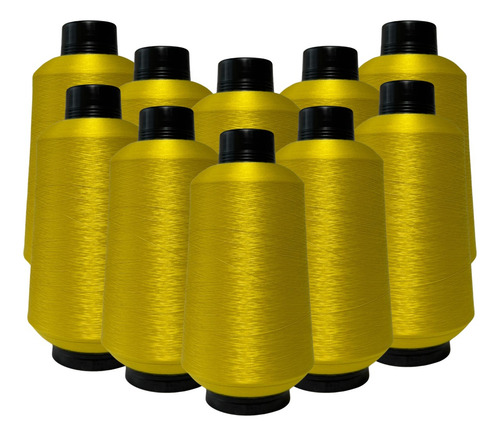 Kit Fio Overloque 500g - 10 Cones Colorido Cor Mostarda