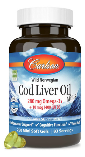 Carlson Labs Aceite Hígado Bacalao 250 Minisoftgels Sabor Sin Sabor