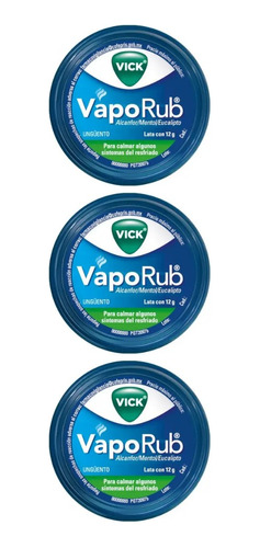 3pz Vick Vaporub Lata 12g Unguento Mentol Eucalipto Alcanfor