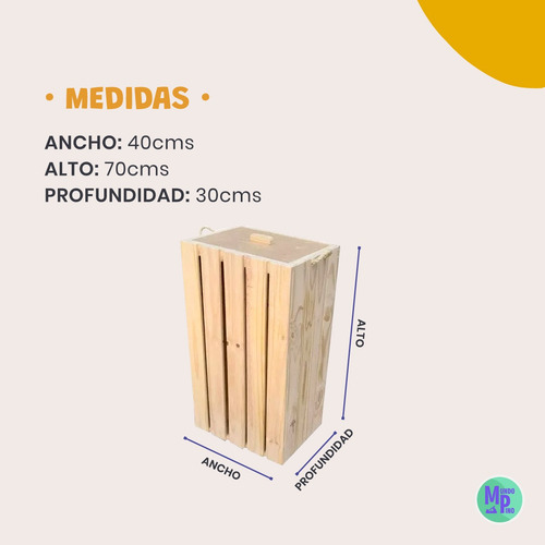 Imagen 2 de 6 de Cesto Canasto Ropa Sucia Laundry Color Natural Mundopino
