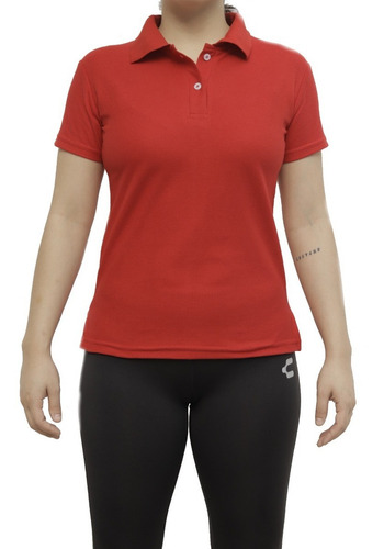 Imagen 1 de 3 de Playera Tipo Polo Color Rojo Dama Algodón Peinado