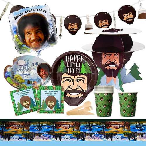 Bob Ross Party In Box Kit Sirve 10 Persona Incluye Plato Ma