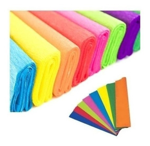 Papel Crepe Rollo Varios Colores Pack X10 Planchas 0.50x2mts