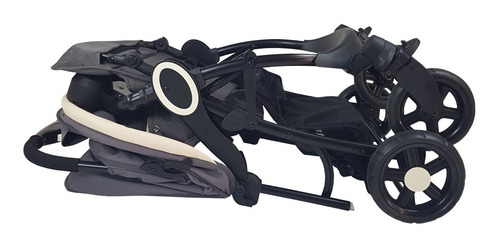 Coche Bebe De Paseo, Plegado Una Mano, Per Bambini, Victoria Color Gris Y Marfil, Chasis Negro