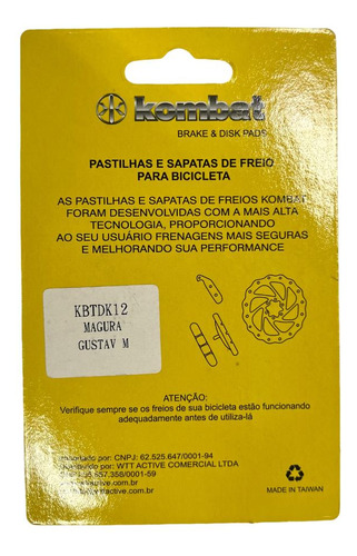Pastilha De Freio Kombat Compatível Com Magura Gustav M2004