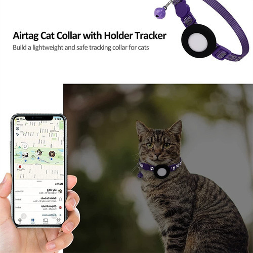 Para Airtag, collar integrado para gatos sin GPS reflectante, color rosa, talla única