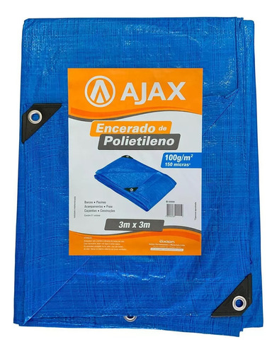 Lona Azul Impermeável Ajax 3 X 3 - 150 Micras - 100 Gr/m2