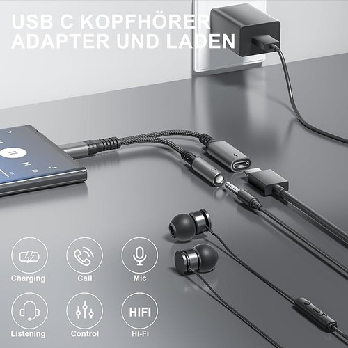 Adaptador De Audífonos Usb C Para Huawei,xiaomi,oppo,tableta Color Plateado