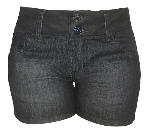 Short Jeans Feminino Preto Cós Resinado Tamanhos 40 E 42