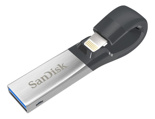 Pendrive SanDisk iXpand 128GB 3.0 preto e prateado