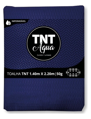 Kit Toalha Tnt Retangular Aqua Festa 1,4m X 2,2m - 3 Peças Cor Azul Geométrico