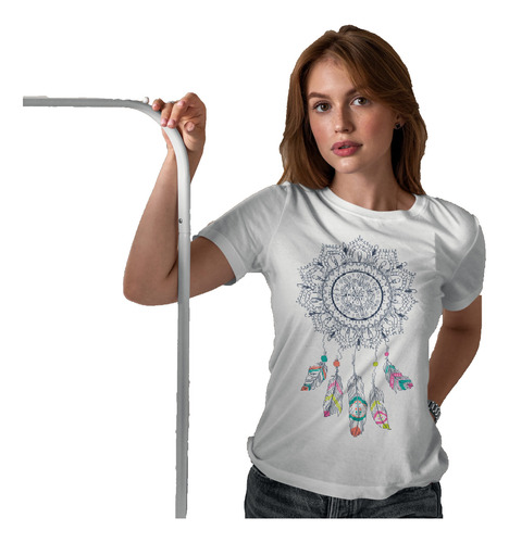 Remera Dama Mujer Hippie Atrapa Sueños Plumas Boho Chic #01