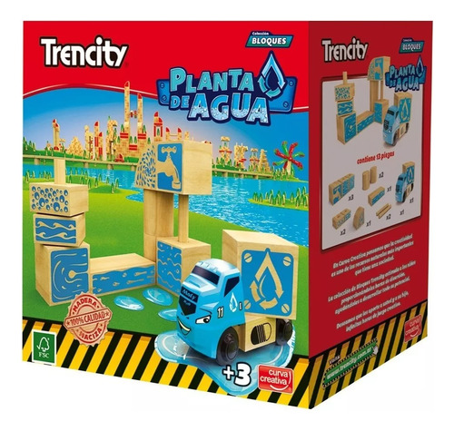 Trencity Planta De Agua Madera Maciza Colección Bloques