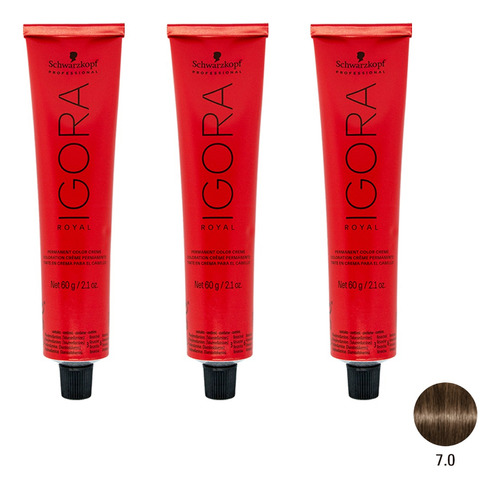 Schwarzkopf Igora Royal Kit X3 Tintura Pelo Tono 7.0 X 60gr