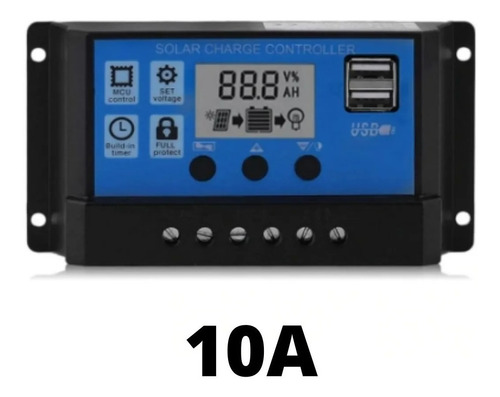 Imagen 2 de 2 de Regulador De Carga Panel Solar 10 Amp Puerto Usb Controlador