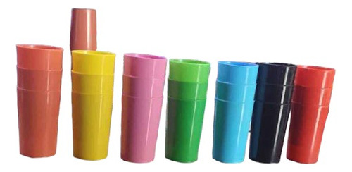 100 Pack Vaso De Plástico Reutilizable 355 Ml Colores Mix
