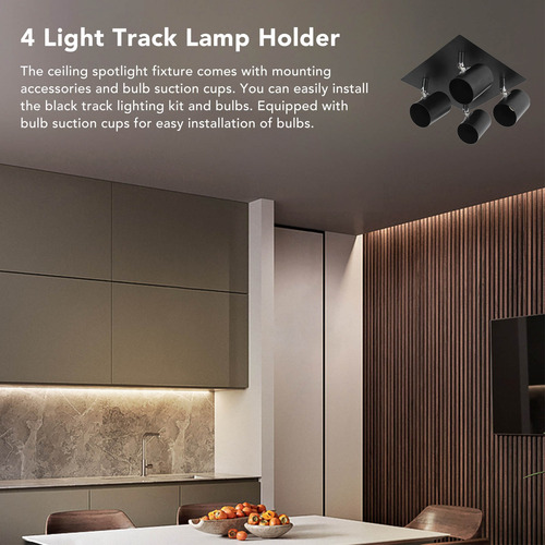 Kit De Iluminação Led 4 Light Track Preto De 4 Vias