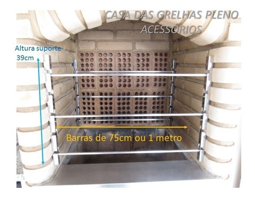 Suportes Para Churrasqueira Com Barras 100% Inox - Meio Kit