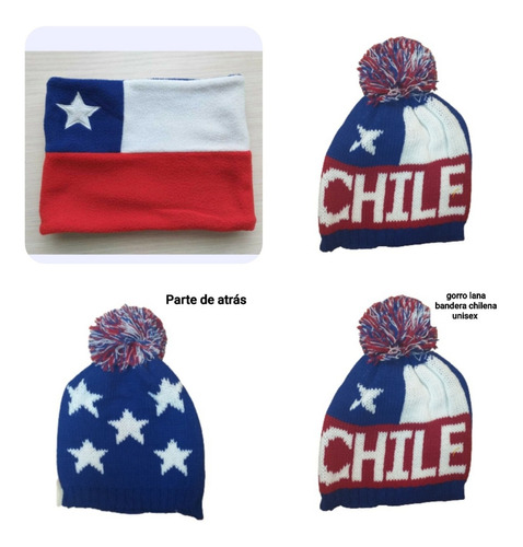 Pack Gorro Lana Y Cuello Con Bandera De Chile.