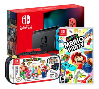 Nintendo Switch Neon+mario Party+estuche Travel Super Mario