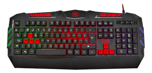 Teclado Gamer Retroiluminado Rgb Anti Ghosting Maxell Cye Teclado Negro/rojo Idioma Español España