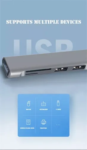 Hub Multi Puertos Usb + Tarjeta Sd + Micro Sd Divisor Tipo C