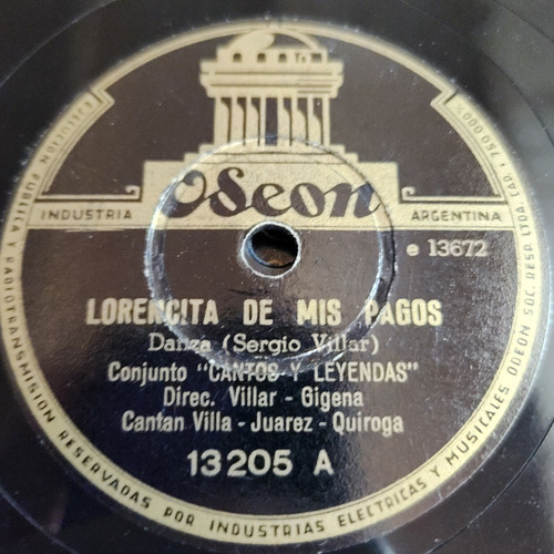 Pasta Conj Cantos Y Leyendas Duo Juarez Quiroga Odeon C603