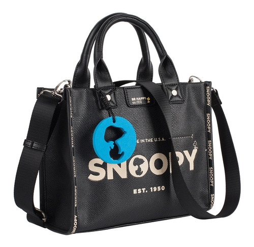 Bolsa Tiracolo Snoopy Sp2639 Acambamento dos ferragens Níquel Cor Preto Cor da correia de ombro Preto Desenho do tecido Pvc com textura de visual têxtil